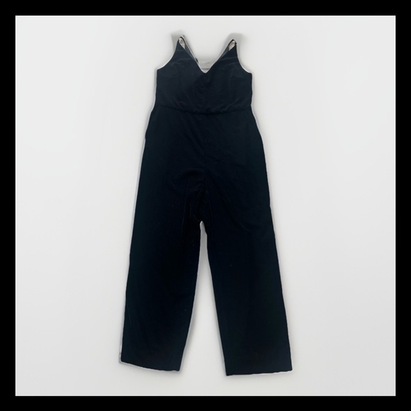 Banana Republic Velvet Velour Jumpsuit Womens 8 Black V Neck Classic Old Money - Picture 1 of 4